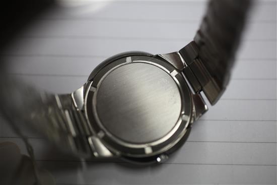 A gentlemans 1970s stainless steel Omega Dynamic wrist watch,